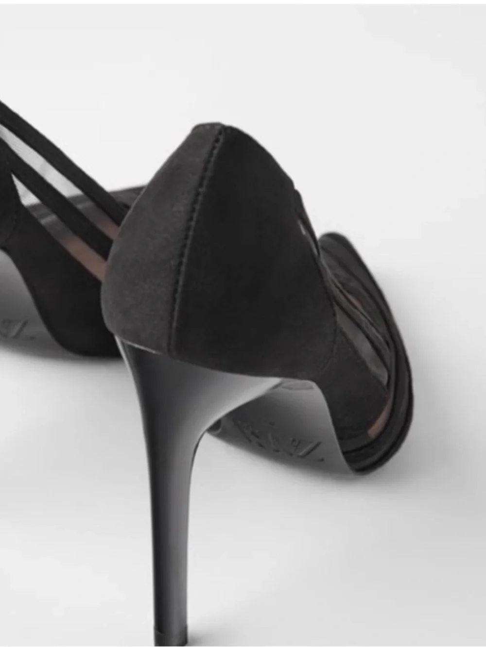 Zara Black Mesh Pointed-Toe Pumps